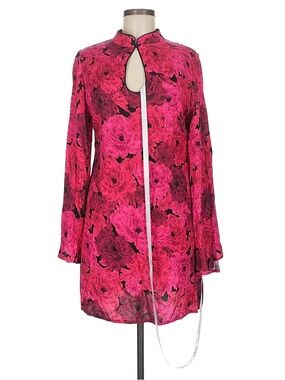 Layaand Pink Floral Keyhole Neck Long Sleeve Mini Dress Size 8 NWT Romantic